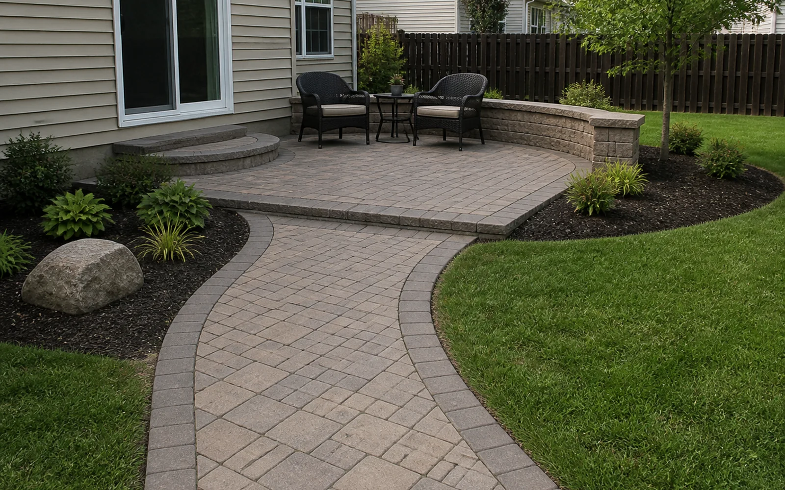 Completed backyard patio and outdoor living project